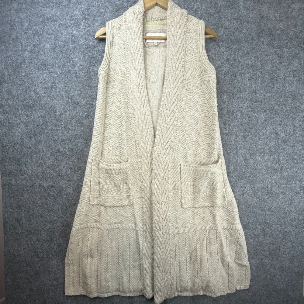 Angel Of The North Sweater Vest Womens Small‎ Beige Open Neutral Soft Cozy Boho